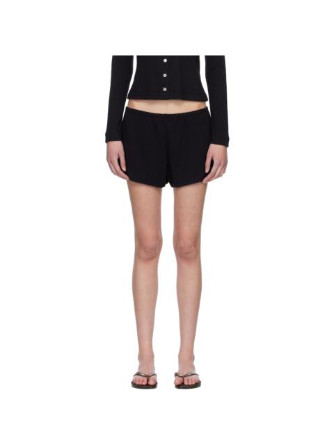 Black Pointelle Mini Shorts