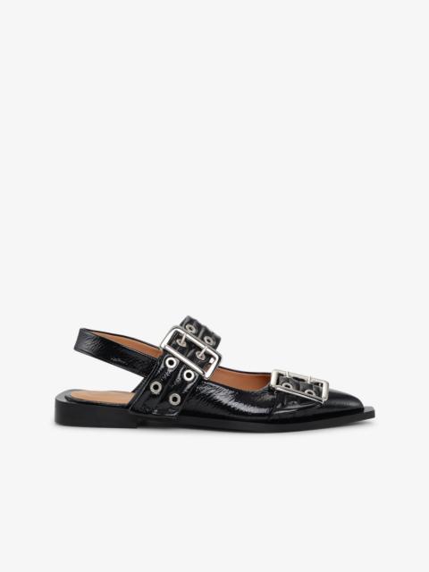 BLACK FEMININE BUCKLE BALLERINAS