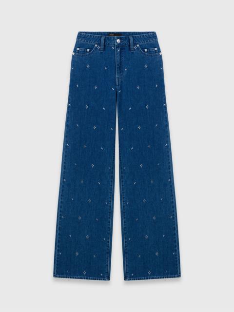 Wide jeans with rhinestones