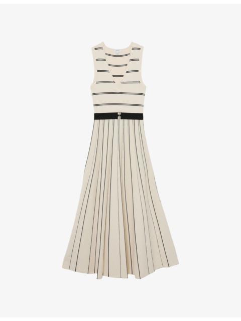 Mallory V-Neck Striped Stretch-Knit Midi Dress