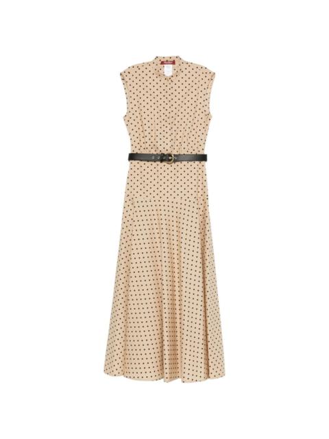 polka-dot belted midi dress