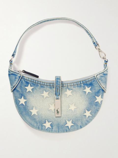 Polo Id Embroidered Denim Shoulder Bag