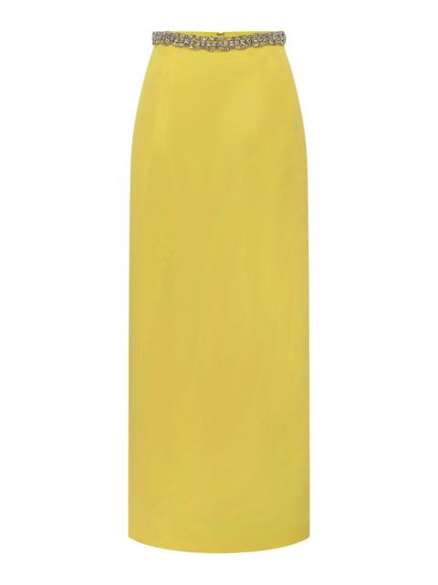 Kyra Embellished Satin Maxi Skirt yellow