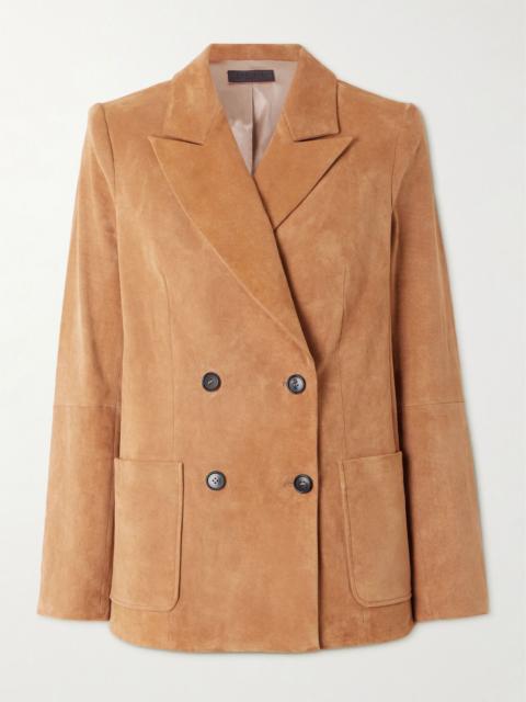 Jones double-breasted suede blazer Tan