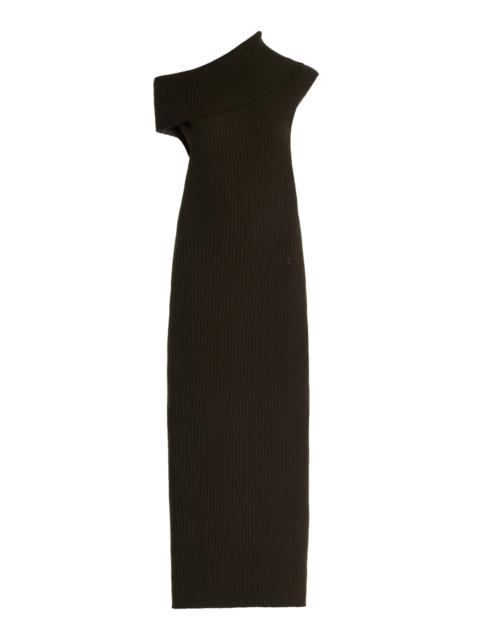 Twisted Ribbed-Knit Maxi Dress brown