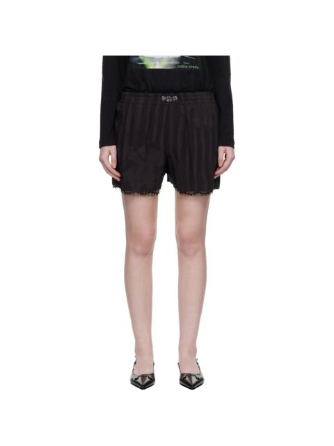 Black Wavy Flower Stripe Mini Odeon Boxer Shorts