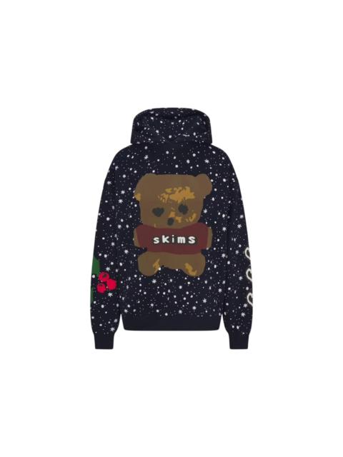 SKIMS x Cactus Plant Flea Market Cotton Fleece Oversized Hoodie Navy Dove Snow Print