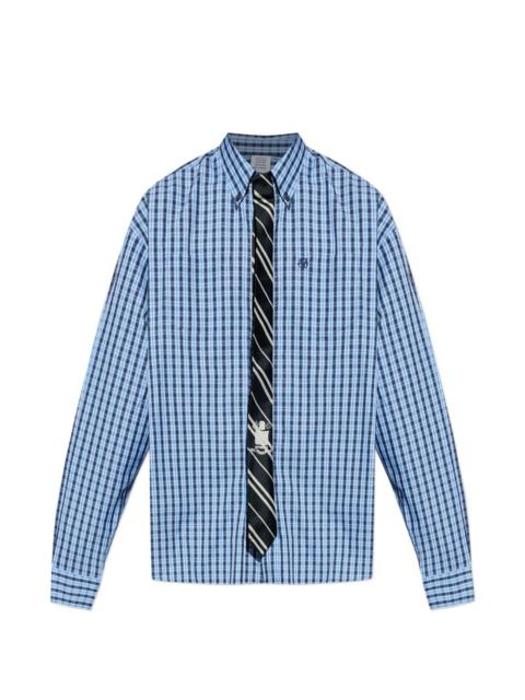 checked button-fastening shirt