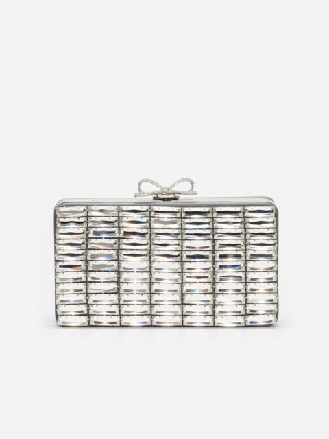 Grey Satin Crystal Clutch Bag