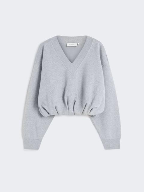 V-neck crop sweatshirt - MEDIUM GREY