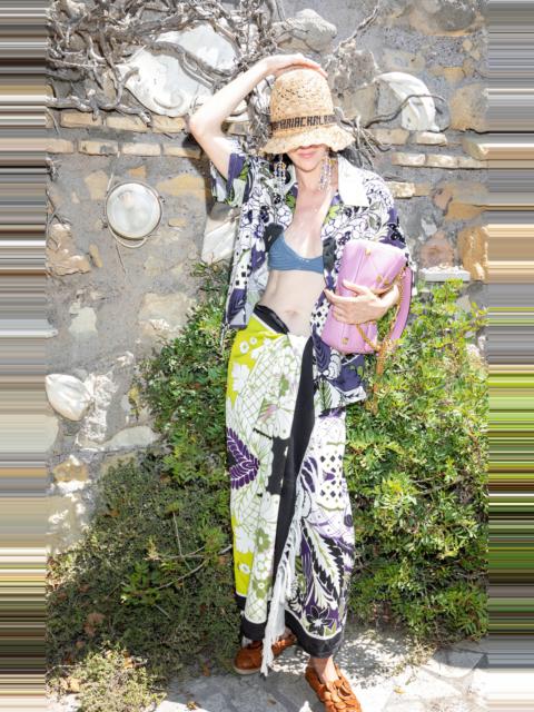 Oversized Printed Cotton Collared Shirt multi