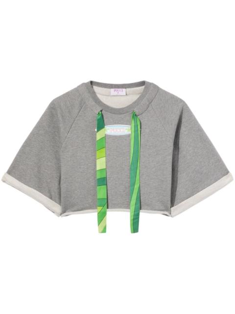 melange-effect cropped top