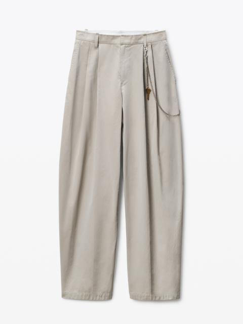 Grey Cotton-Blend Balloon-Leg Pants