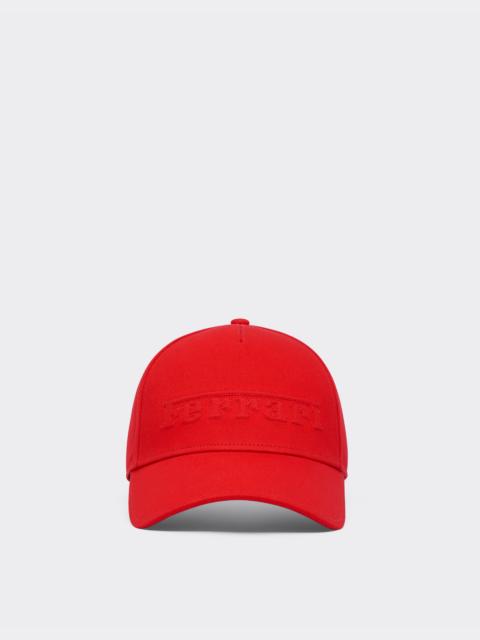Cotton baseball cap with Ferrari logo embroidery