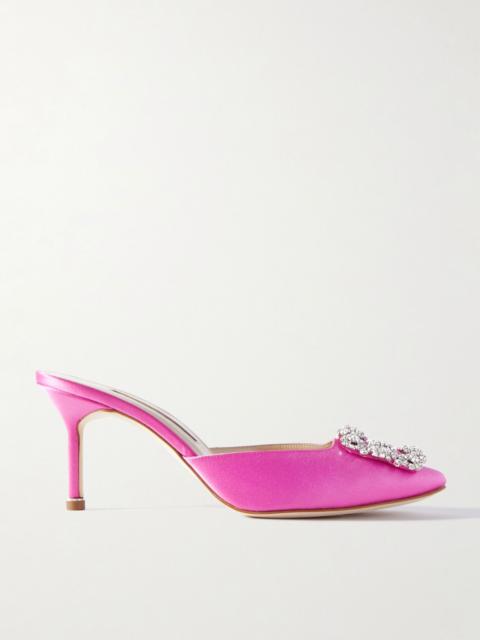 Hangisimu 70 crystal-embellished satin mules Pink