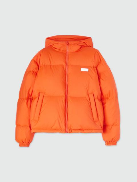 Orange ripstop nylon down jacket