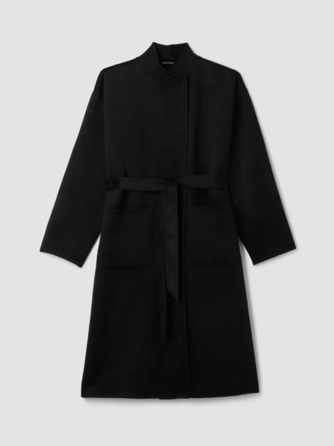 Lustrous Wool High Collar Coat