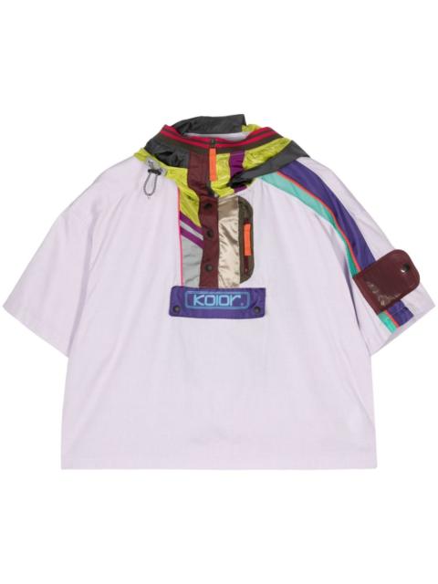 colour-block short-sleeve hoodie