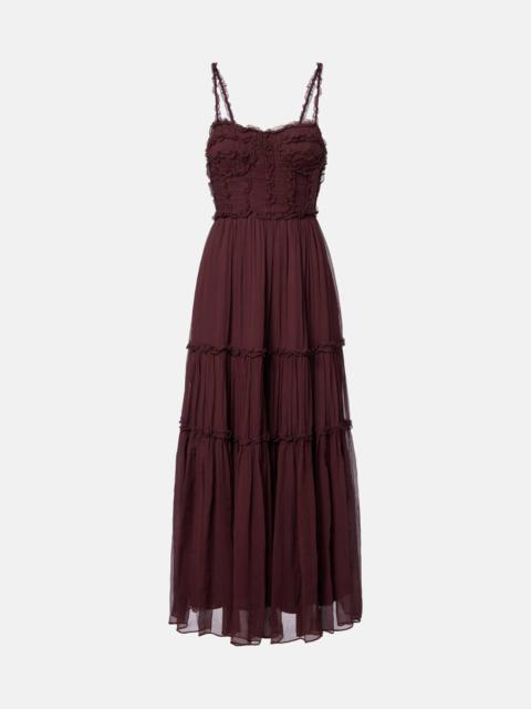 Talitha ruffled silk chiffon midi dress