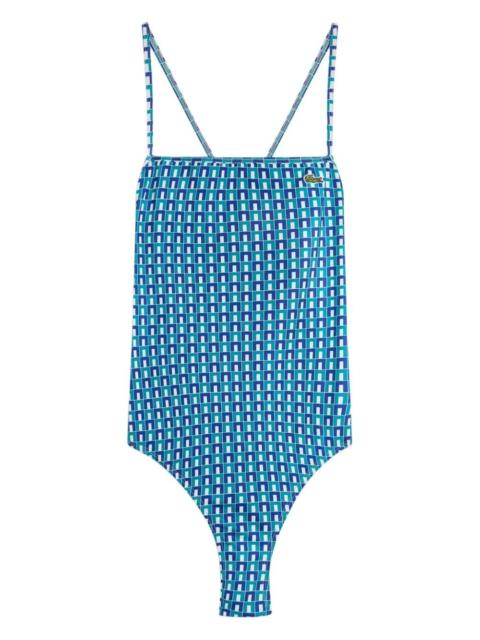 geometric-print criss-cross swimsuit