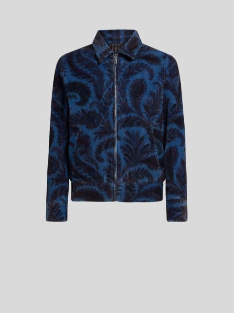 VELVET BOMBER JACKET WITH PRINT