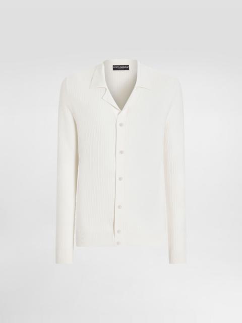 Cotton openwork-knit shirt