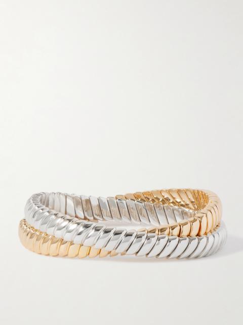 The Double Cobra Set Of Two Silver And Gold-tone Bracelets