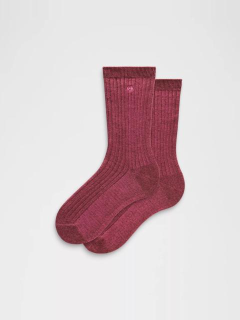 Unisex Ribbed Cotton-Blend Crew Socks