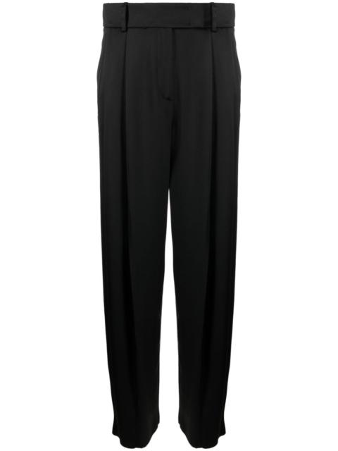 pleat-detail wide-leg silk trousers