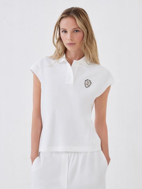 Techno cotton piqué polo shirt with logo