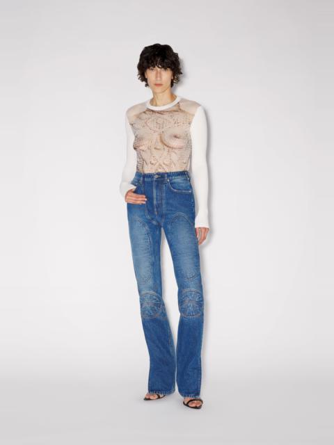 THE BLUE LACE-UP DENIM JEANS