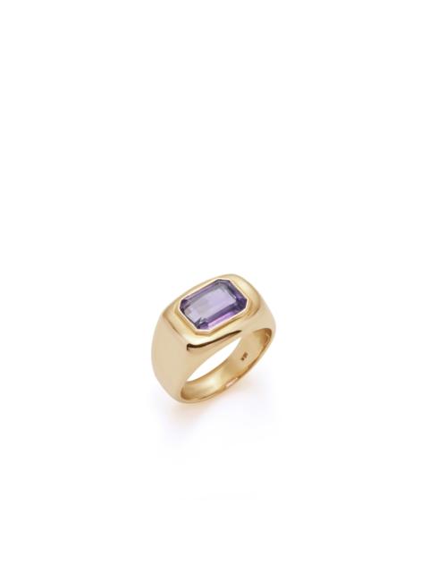 Large Ring in 18K Yellow Gold & Amethyst Stone