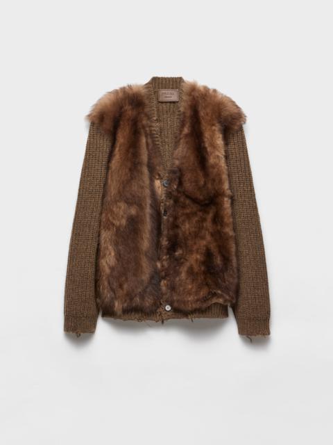 Wool and shearling cardigan