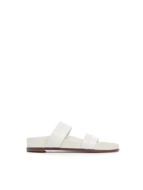 Low Striker Flat Sandal in Ivory Snakeskin & Nappa Leather