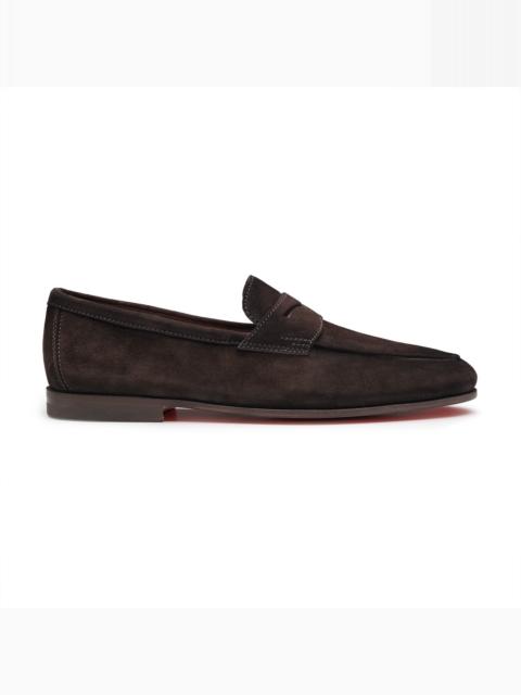Men's dark brown suede Carlo penny loafer