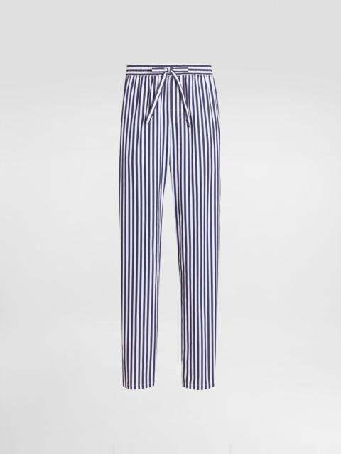 Striped poplin vanity trousers with piping