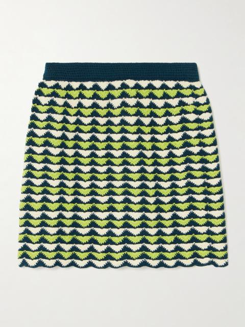 Motupe Scalloped Crocheted Cotton Mini Skirt