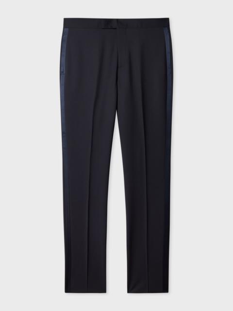 Tailored-Fit Navy Wool-Mohair Evening Trousers