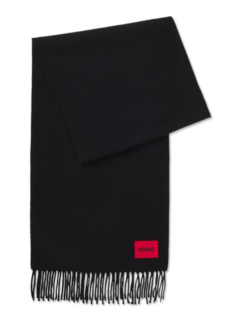 WOOL-TWILL SCARF WITH TWISTED FRINGES
