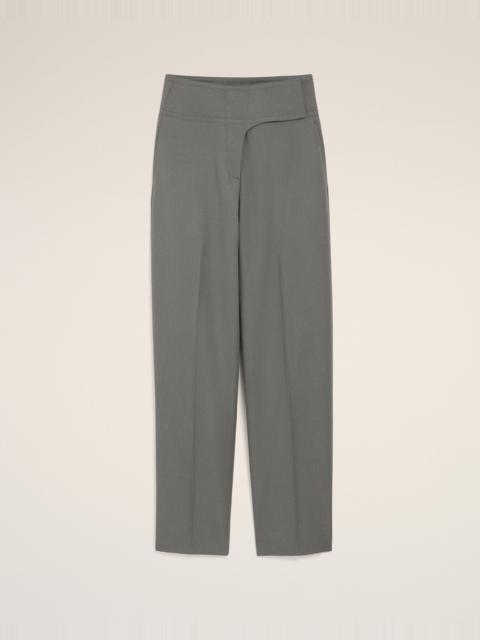 GREY NEW WOOL WRAPPED BELTED TROUSERS