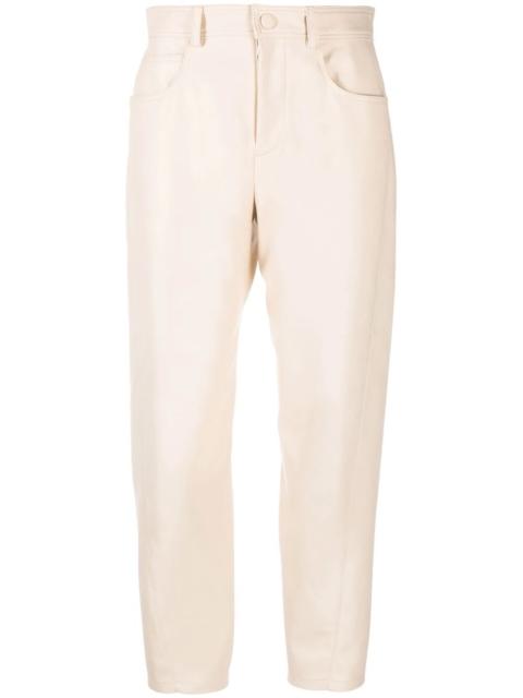 straight leg faux leather trousers