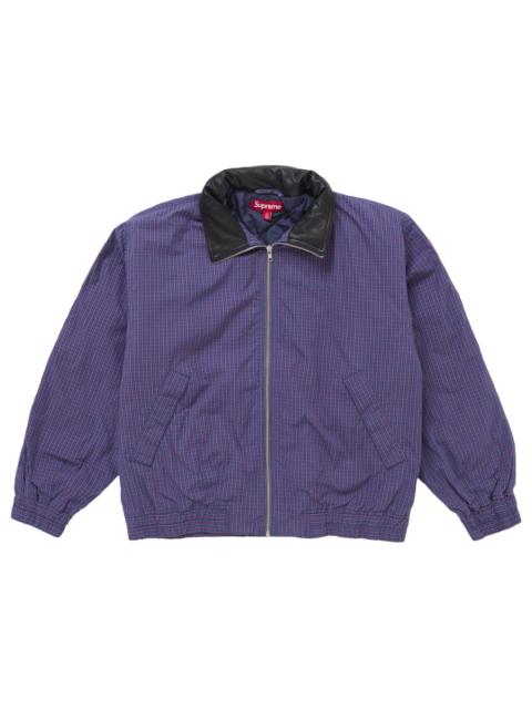 Supreme Leather Collar Utility Jacket (SS25) Blue Plaid