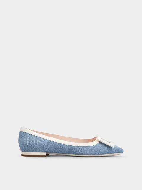 Gommettine Bicolor Lacquered Buckle Ballerinas in Denim