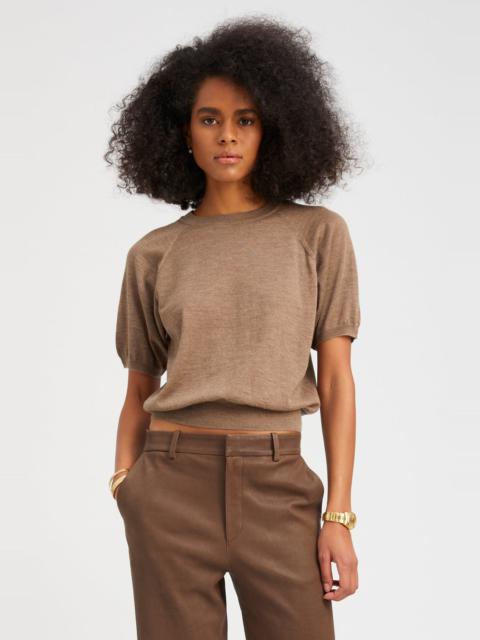 TRUFFLE CASHMERE SHORT SLEEVE RAGLAN SWEATER