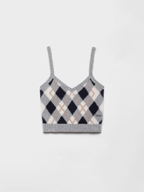 Argyle knit cashmere top