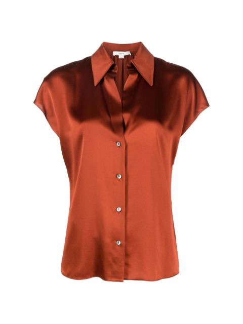 cap-sleeve silk shirt