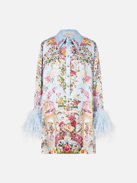 MINI SHIRT DRESS WITH FEATHERS