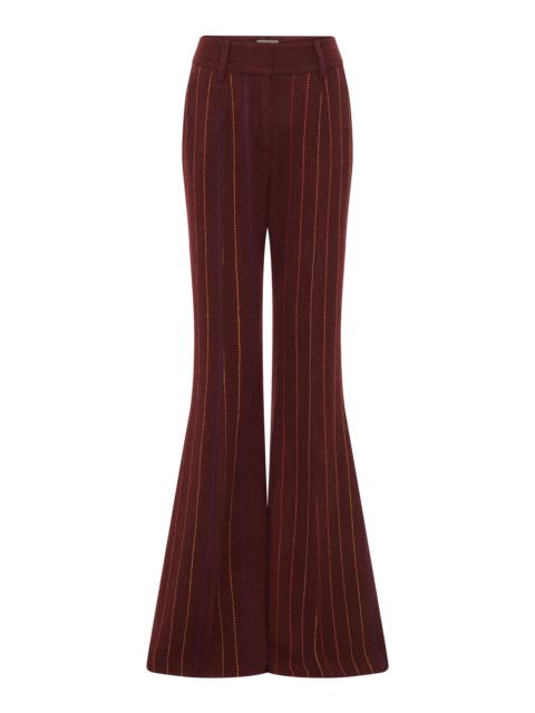 Rhein Flare Pant in Burnt Sienna Multi Pinstripe Wool Cashmere