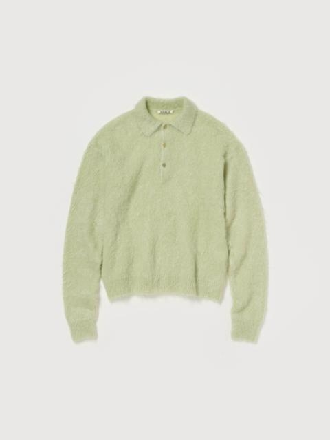 BRUSHED SUPER KID MOHAIR KNIT POLO