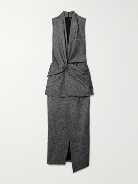 The Margo Gathered Layered Wool-blend Maxi Dress